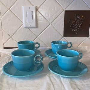 Vintage HLC Fiestaware Turquoise Cup & Saucer c. 1937-1969 Retired